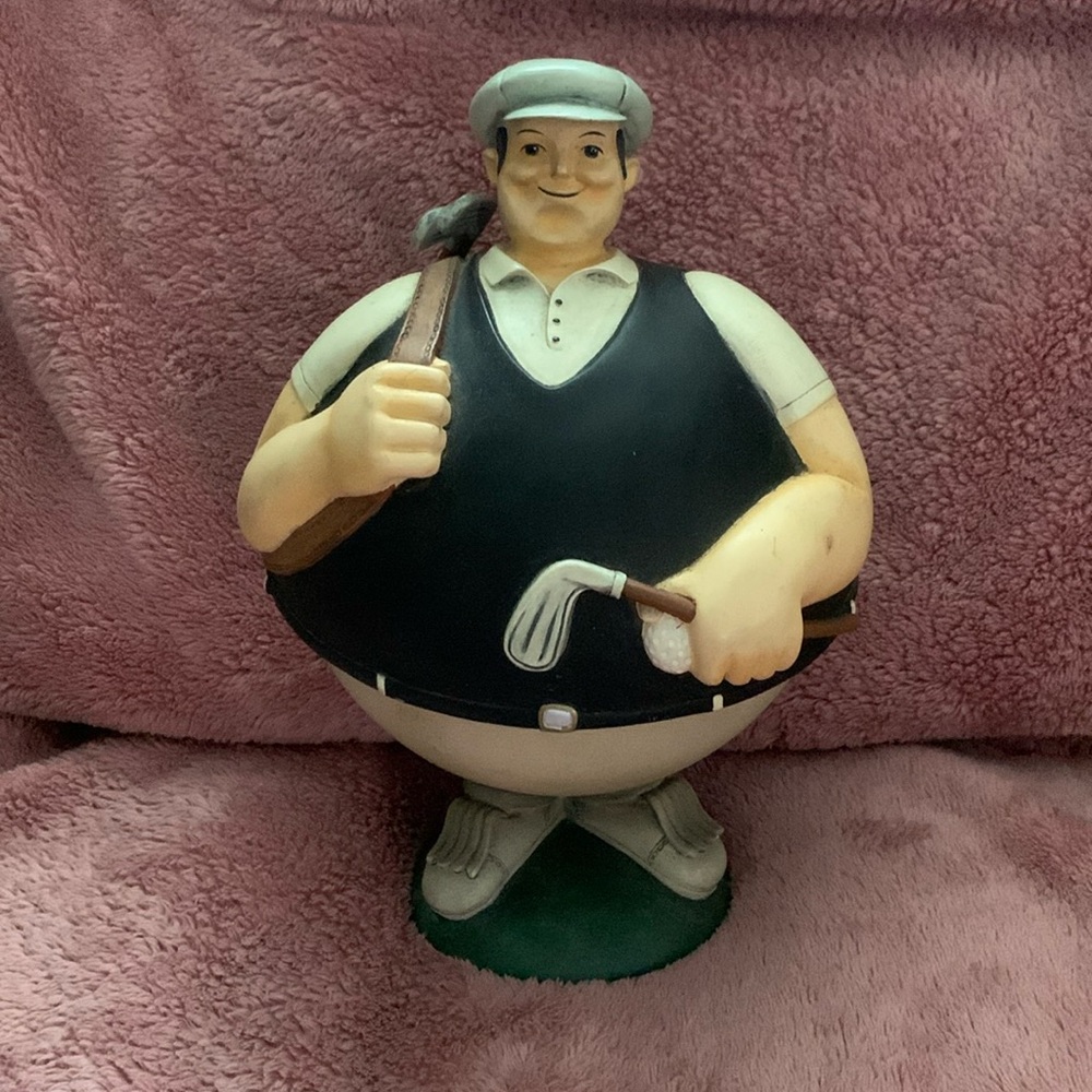 DEPARTMENT 56 Flip Top Golfer Candy 6" Bowl Candy Dish Dispenser Snack